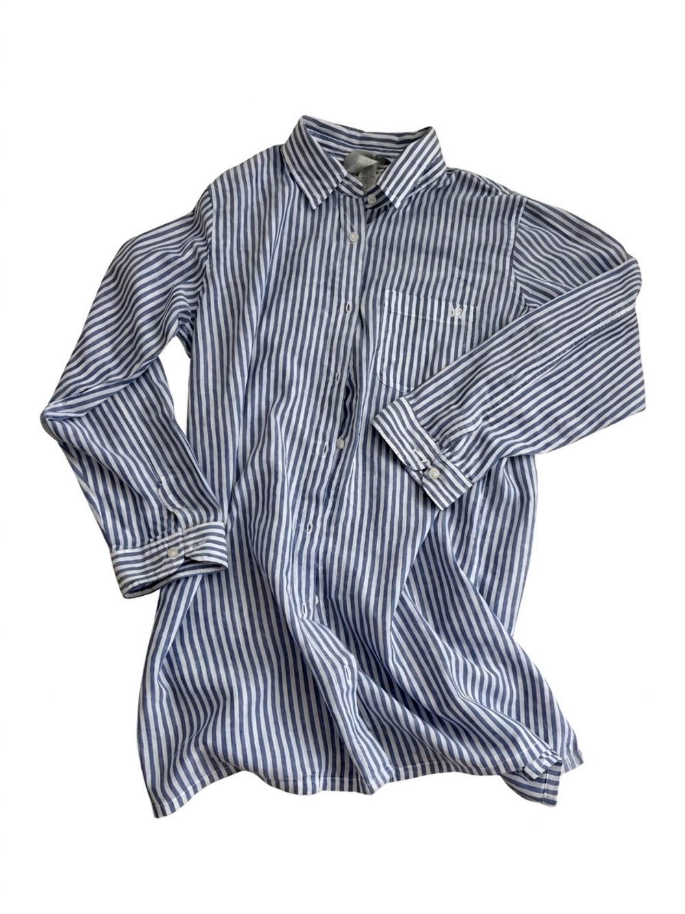 RALPH LAUREN STRIPED BUTTON-DOWN SLEEP SHIRT